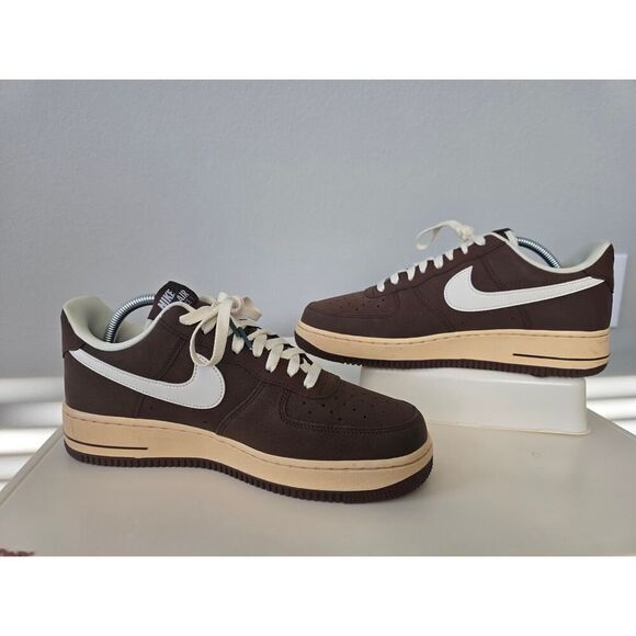 Nike Air Force 1 Low Mocha Brown Cream Sail Men’s Size 9 Streetwear RARE - Picture 2 of 9